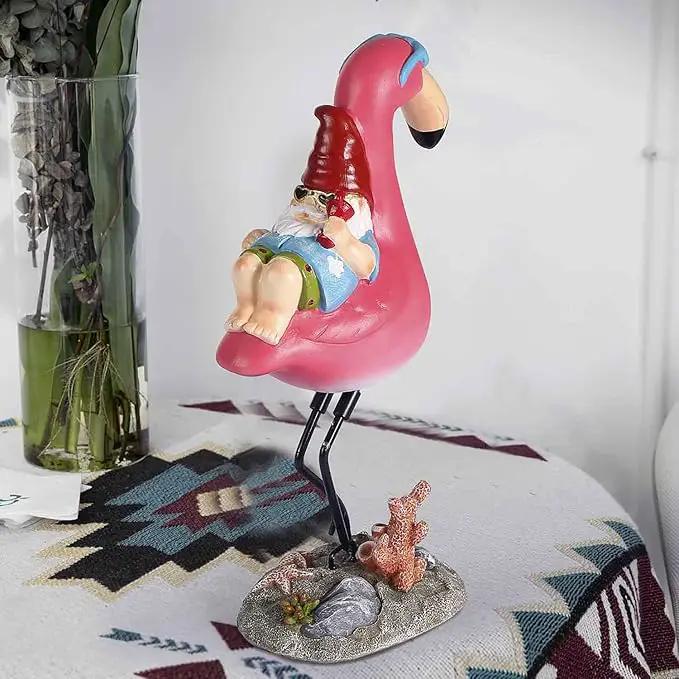 Gnome Garden Statue Funny Gnome Reclining on Flamingo Dwarf Figurines Resin Garden Gnomes Fall Decorations Outdoor for Patio Yard Lawn Porch Housewarming Ornament Gift by GreenHaven Gardens