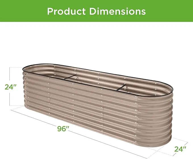 Best Choice Products 8x2x2ft Metal Raised Garden Bed, Oval Outdoor Deep Root Planter Box for Vegetables, Herbs w/ 4 Support Bars, 215 Gal Capacity - Taupe by GreenHaven Gardens