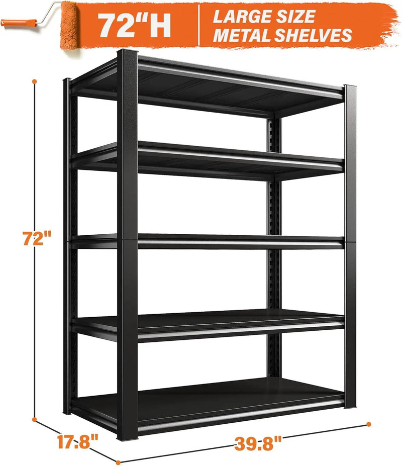 REIBII Garage Shelving Heavy Duty 2500LBS Storage Shelves 40" W Garage Shelves Heavy Duty Shelving Metal Shelves for Warehouse, Basement, Pantry, 40" W x 17.7" D x 72.2" H by GreenHaven Gardens