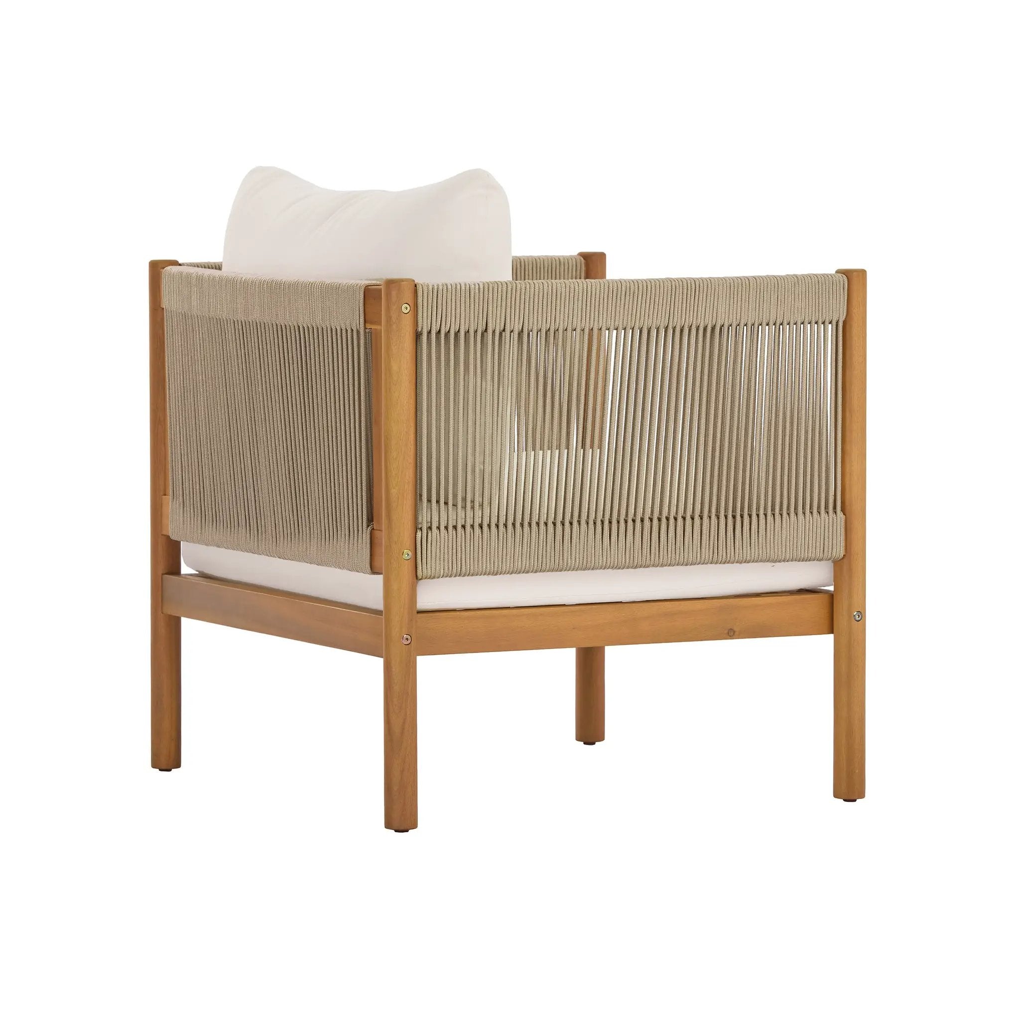 Outdoor Club Chair with Acacia Wood Frame in Teak Look by HouseOfZazla
