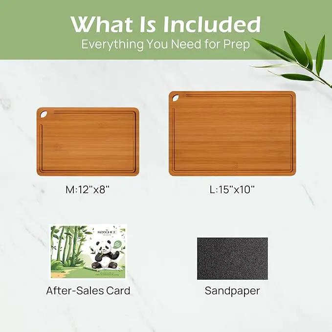 Butcher Block 2-Pcs Carbonized Bamboo Cutting Board Set With Juice Groove For Meal Prep & Cheese Serving - Ideal Kitchen Gift Set of 2 (M+L) by GreenHaven Gardens
