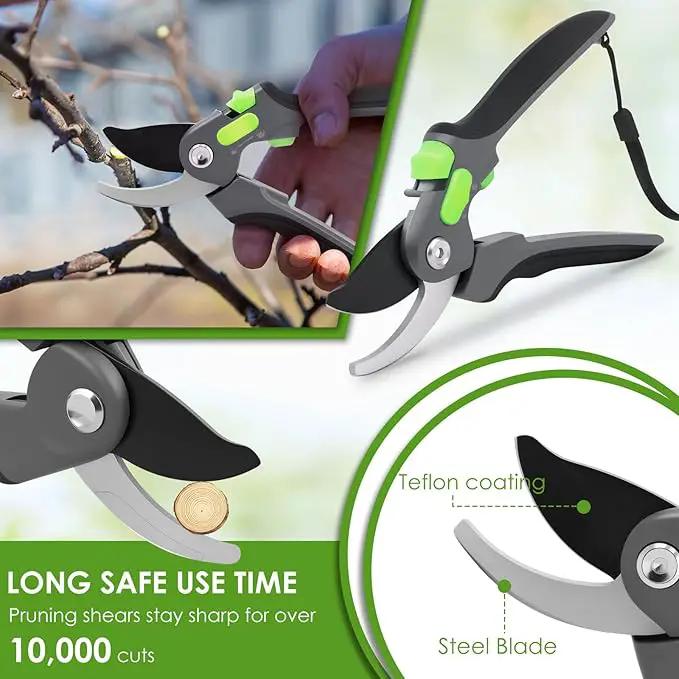 Pruning Shears for Gardening 8.6 inch Steel Garden Clippers with Safety Lock Handheld Gardening Shears Ergonomic Non Slip Plant Clippers Tools for Flowers Branches by GreenHaven Gardens