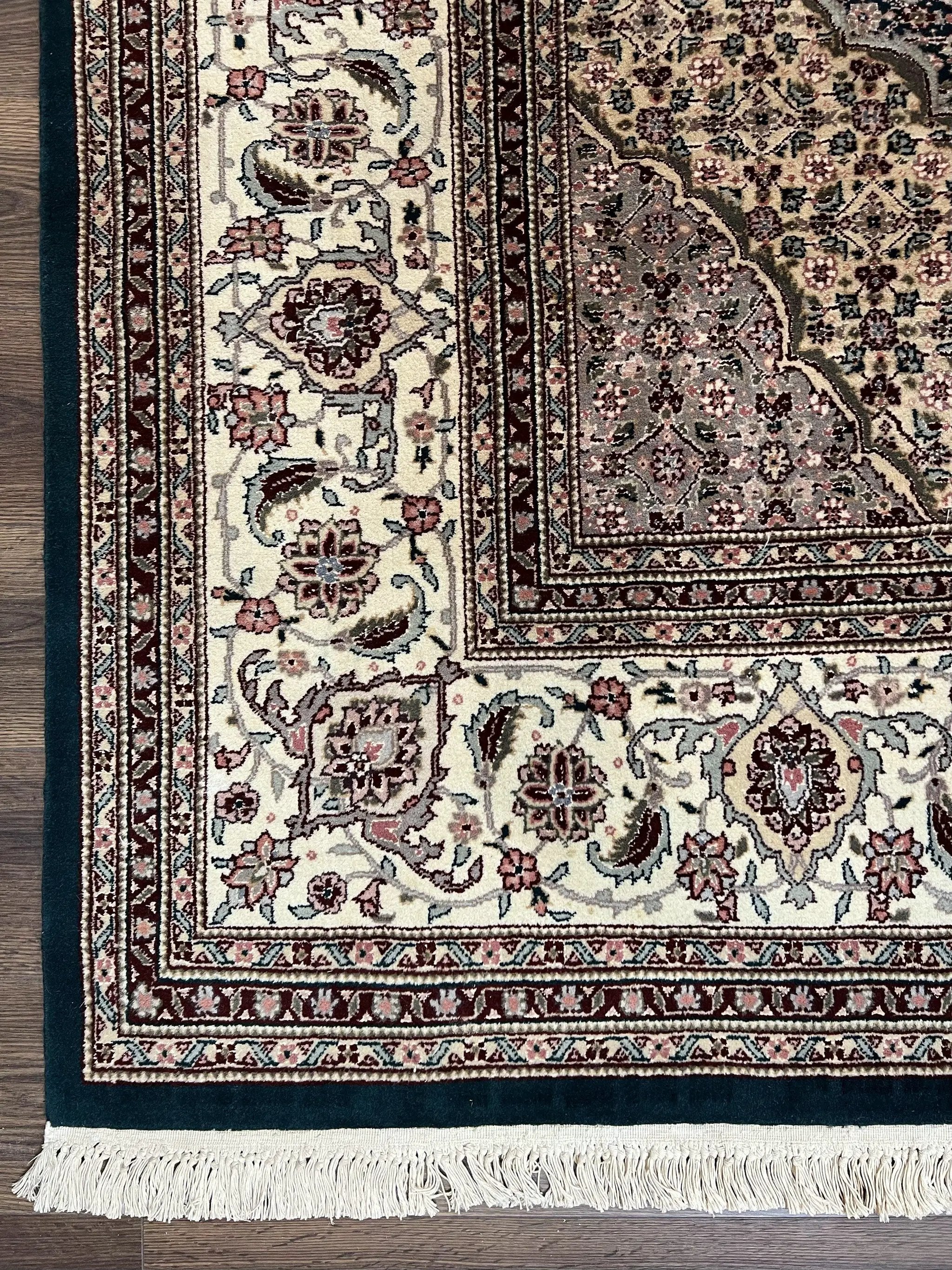 Sino Persian Rug 9x12, Dark Green and Ivory, Medallion, Mahi Herati, Elegant Oriental Carpet, Wool Hand Knotted Traditional Room Sized Rug by Jewel Rugs