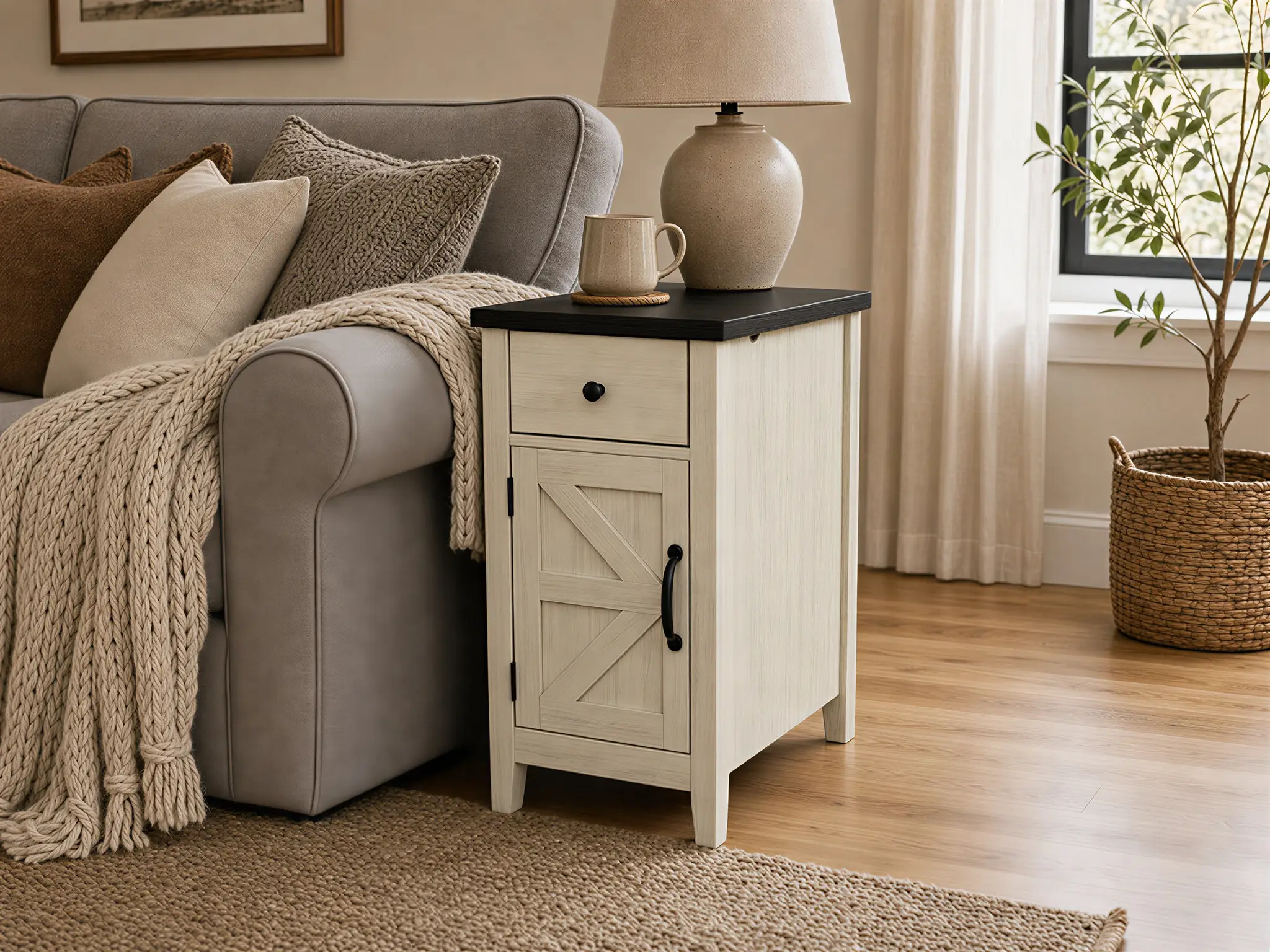 Farmhouse End Table with Charging Station by HouseOfZazla