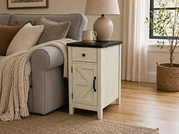 Farmhouse End Table with Charging Station