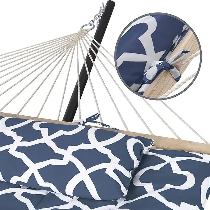 SUNCREAT Double Portable Hammock with Stand Included, 475 lbs Capactiy, Extra Large Two Person Hammock, Blue Pattern by GreenHaven Gardens