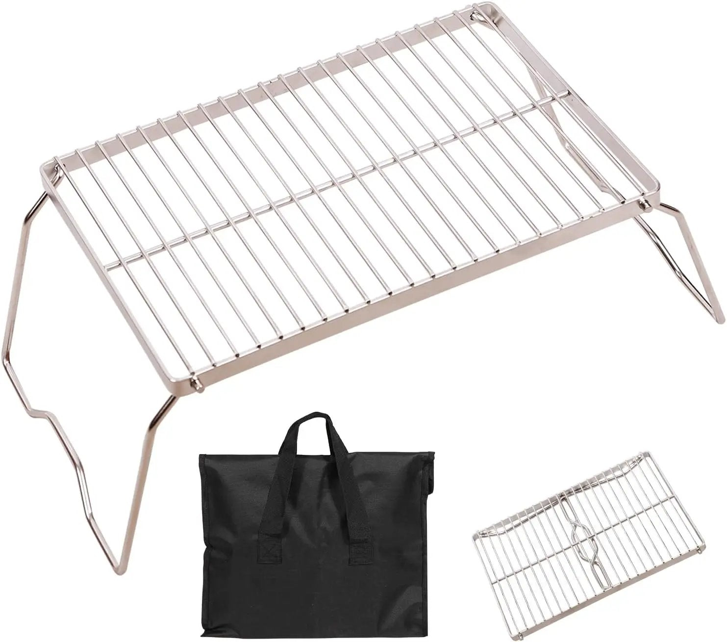 REDCAMP 13.6" Small Folding Campfire Grill, Heavy Duty Portable Camping Grill Grate with Carrying Bag for Outdoor Cooking Camping Hiking Backpacking Picnic BBQ by GreenHaven Gardens