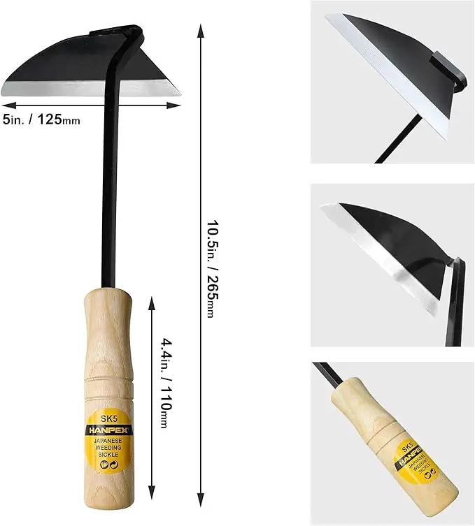 Japanese Wide Blade Gardening Tools I Premium Quality Hand Hoes/Weeding Sickle Have Very Sharp Edge for Quick Work by GreenHaven Gardens