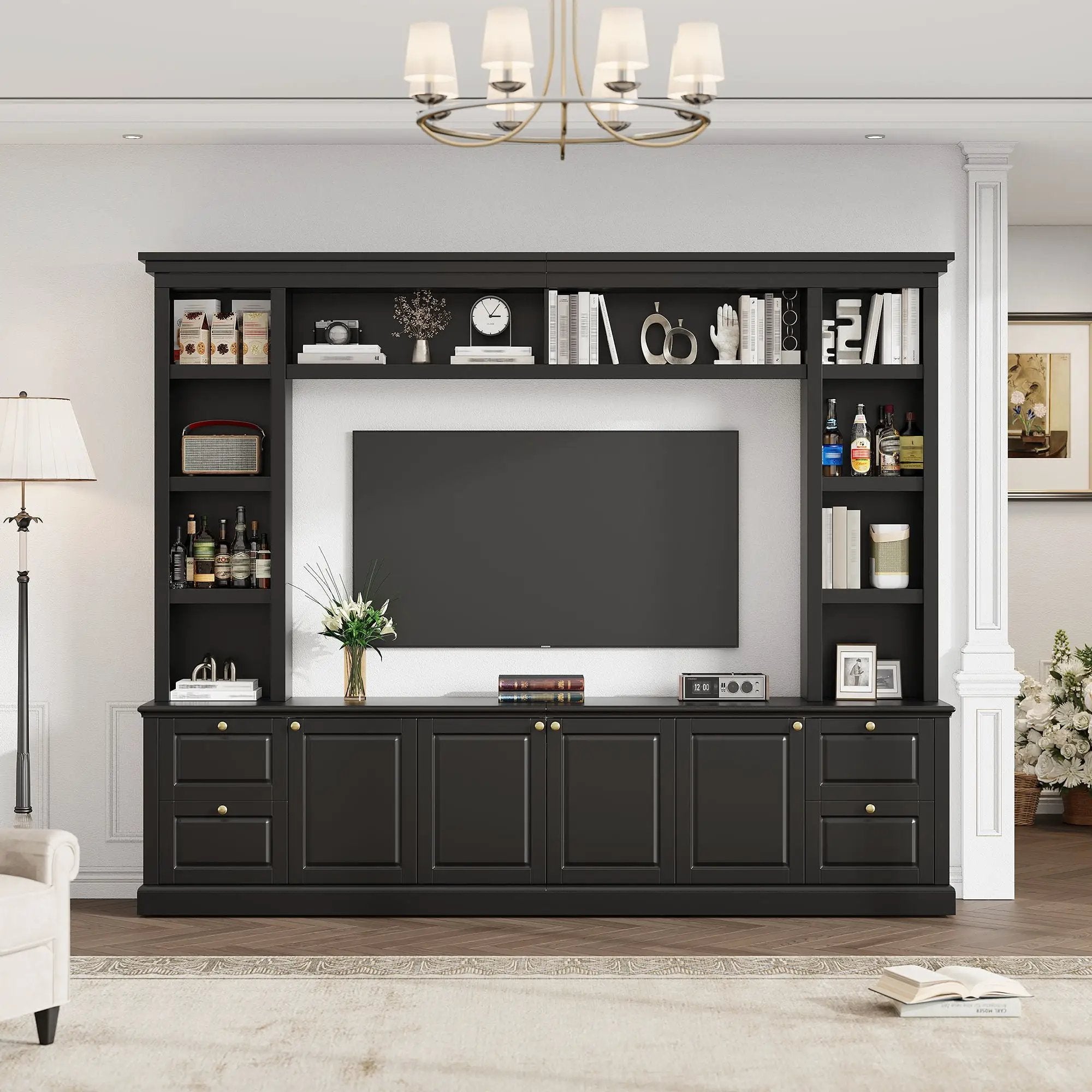All-In-One TV Stand With Bookcase For TVs Up To 70" by Unique Piece Furniture