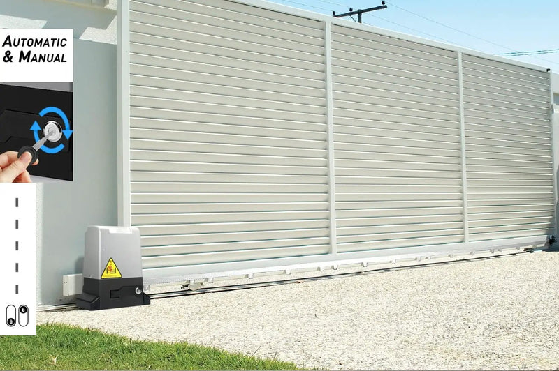 Blütezeit 1800lb Automatic Sliding Gate Opener Rack Drive Operator for Heavy Driveway Slide Gates Up to 40 Feet, Rolling Gate Motor with 2 Remote Controls, Infrared Sensor & Complete Hardware Kit by GreenHaven Gardens