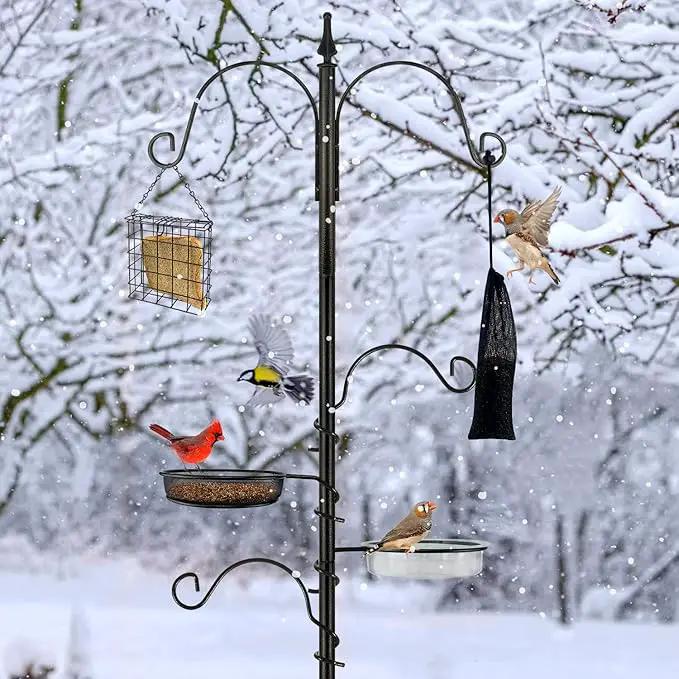 Premium Bird Feeding Station Kit - Multi Feeder Hanging Set with Suet Cage, Bird Bath & Finch Sock Attractors by GreenHaven Gardens