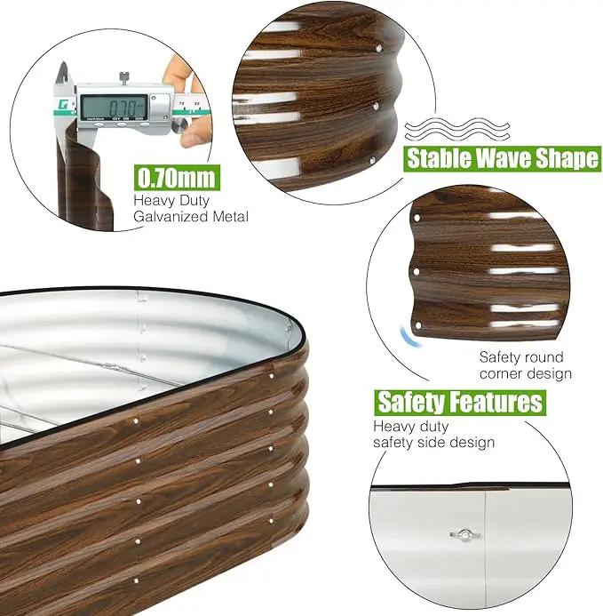 SnugNiture Galvanized Raised Garden Bed, 8x4x1.5ft Oval Metal Planter Box for Planting Outdoor Plants Vegetables by GreenHaven Gardens
