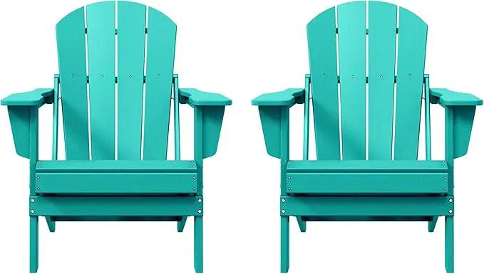 Westin Outdoors Laguna WO Home Furniture Adirondack Chair 2 PCS Set Outdoor Folding Patio Chair for Bon Fire Pit Garden Lawn Backyard Lounging Relaxing (Turquoise) by GreenHaven Gardens