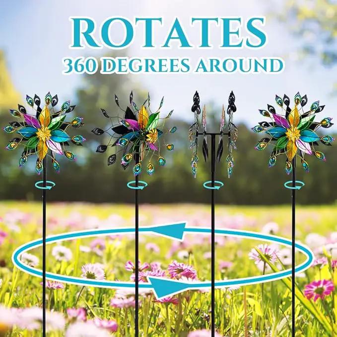 DREAMYSOUL Outdoor 360 Degree Wind Spinner, Metal Wind Spinners for Yard and Garden Large Wind Sculpture Garden Decor (66 * 16 Inches) by GreenHaven Gardens