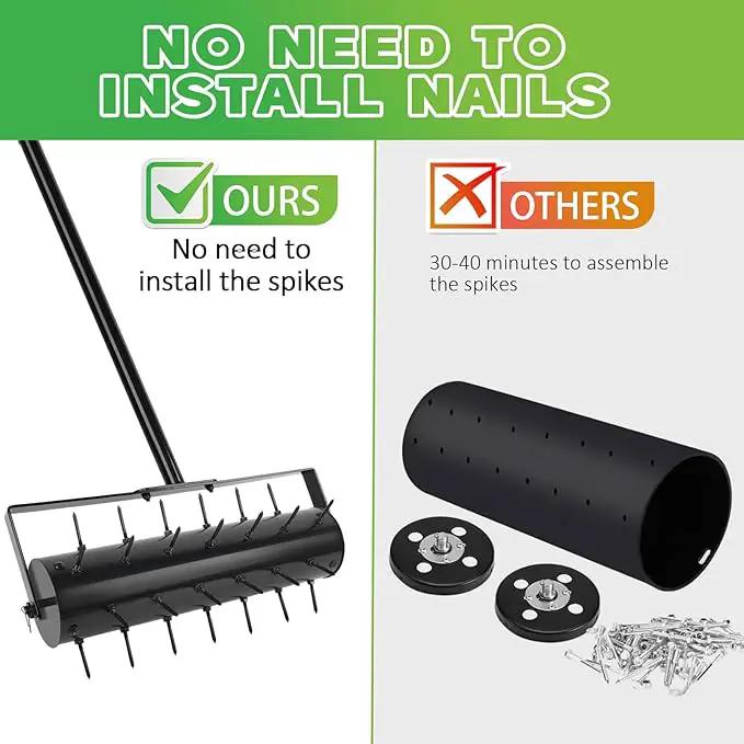 Rolling Lawn Aerator with 42 Spikes, No Assembly Required, Heavy-Duty Manual Lawn Tool for Soil Loosening and Grass Root Growth, Garden Yard Aeration Tool by GreenHaven Gardens