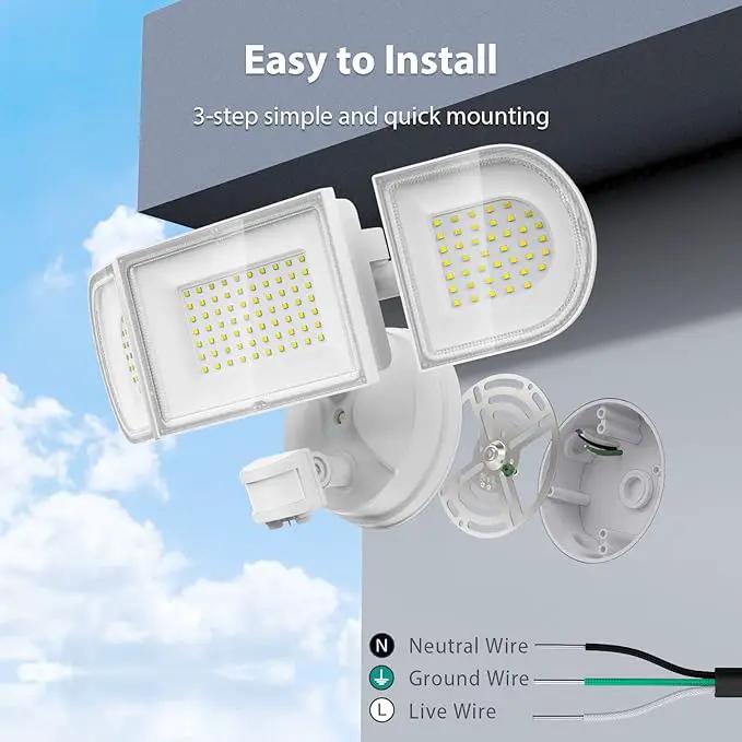 iMaihom 150W Motion Sensor Light Outdoor, 15000LM 6500K LED Security Floodlights, 3 Adjustable Head Motion Detection Light IP65 Waterproof for Yard Garage White 2pack by GreenHaven Gardens
