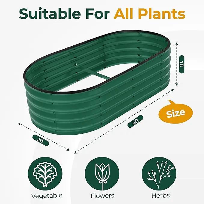 Utopia Home Galvanized Raised Garden Bed, 4 by 2 by 1 feet Lightweight Planter Boxes Outdoor with Easy Assembly, Large Garden Bed for Vegetables, Fruits, Flowers, Green by GreenHaven Gardens