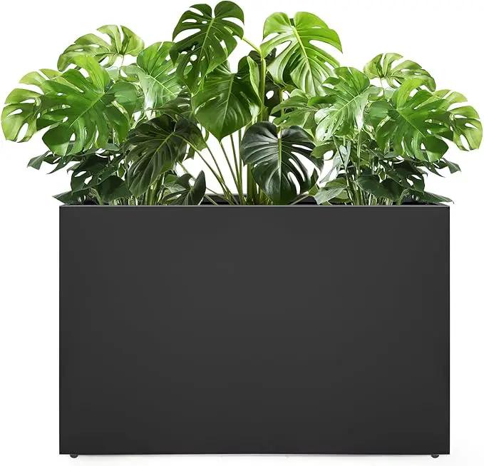Galvanized Steel Planter Box - No Installation Required Metal Rectangular Block Long Box Planter Modern Outdoor Planters All-Weather Use with Drainage Holes for Patio/Porch, 36×24×12IN by GreenHaven Gardens