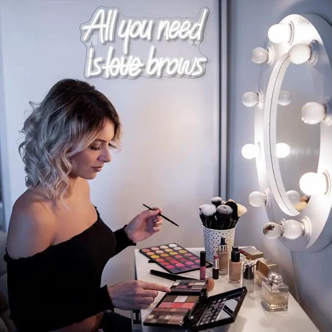 WLHOPE All you need is Brows Neon Sign White Led Neon Signs for Wall Decor, Nails Neon Signs USB Letter Neon Light Signs for Bedroom Girls Room Beauty Shop Nails Room Party Gift, Neon Nail Sign by GreenHaven Gardens