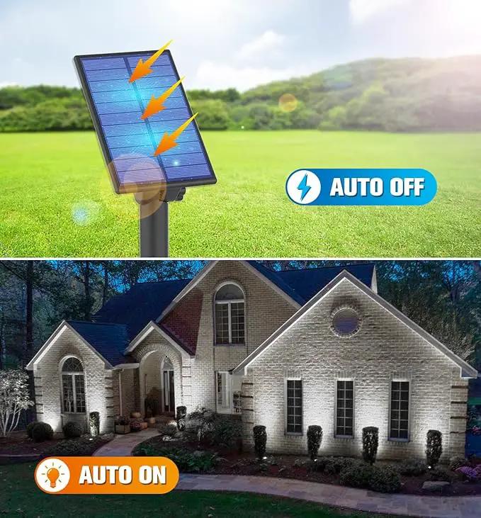 APONUO Metal Solar Spot Lights Outdoor with 9.8ft Cable Solar Powered Landscape Lighting Low Voltage IP65 Waterproof Auto On/Off for Outside Garden Yard Landscape Pathway Garage-Cool White(1-in-1) by GreenHaven Gardens