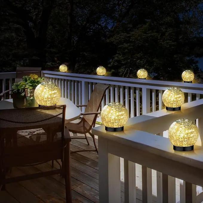 Solar Garden Lights Outdoor Waterproof, 4 Pack Cracked Glass Ball Light, Ground Landscape Garden Decor, Solar Globe Decorative for Pathway/Patio/Lawn/Yard (Warm White, 4.7") by GreenHaven Gardens