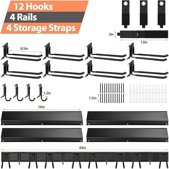 Garage Organizer Wall Mount, 64 Inch Garage Storage Organization, 20PCS Heavy Duty Garden Tool Organizer, Adjustable Tool Storage Rack Hooks, Yard Shed Tool Organizer, Hold Max 900 lbs by GreenHaven Gardens
