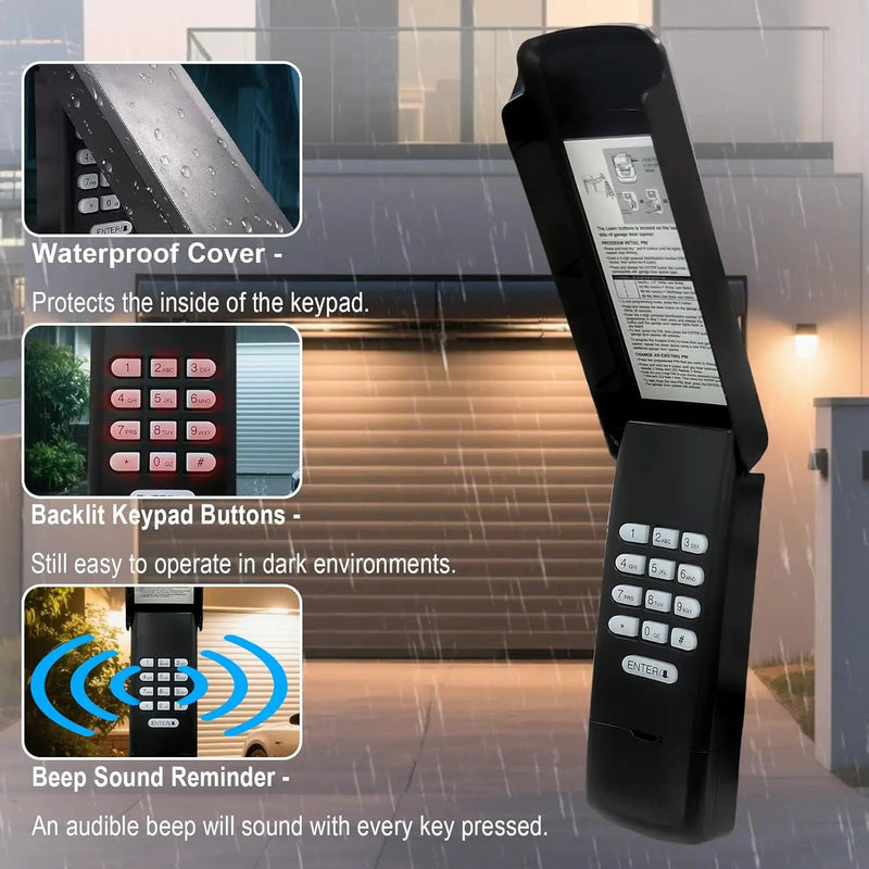 Garage Door Opener Keypad Replacement for Liftmaster Chamberlain Craftsman Garage Door Opener Keypad Compatible with Purple/Red/Orange/Green/Yellow Learn Button Since 1993 - Black Shell by GreenHaven Gardens