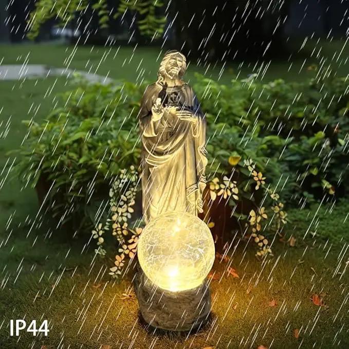 Jesus Statue Outdoor Decor Solar Lights, Religious Garden Statue, Blessed Father Outdoor Figure for Home/Garden Decor, Gift for Men/Father(11.22" H) by GreenHaven Gardens
