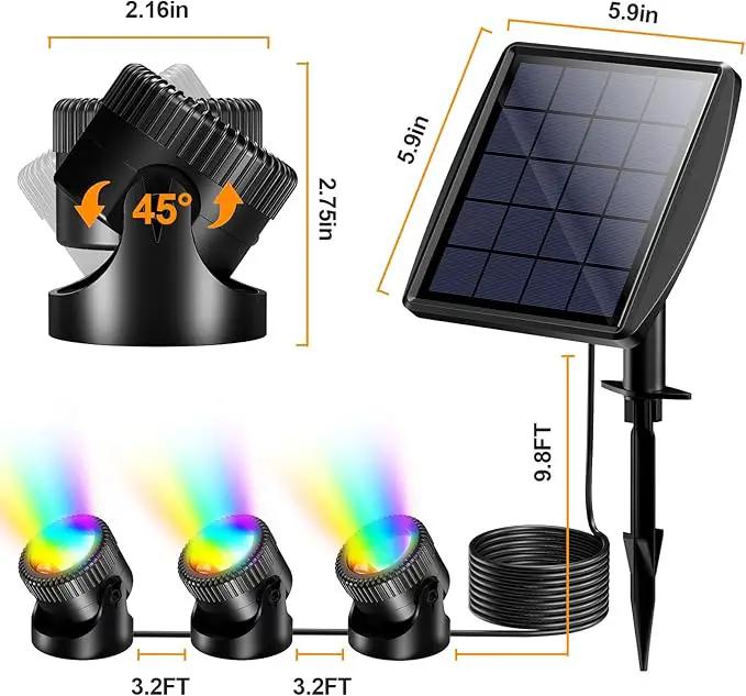 POPOSOAP Solar Pond Lights, RGB LED Pond Lights Waterproof IP68, 2200mAh Battery Underwater Solar Light with Two Modes Options for Pond Fountain Pool Garden Decoration(3 Headlamp) by GreenHaven Gardens