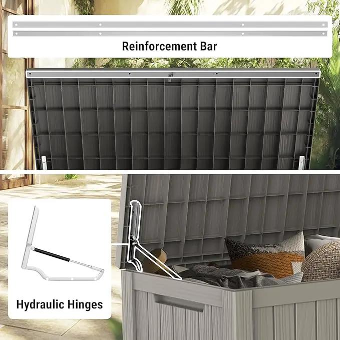 Mars Villa 180 Gallon Outdoor Storage Box Waterproof, Extra Large Resin Deck Box, Outside Storage Bin for Patio Furniture Cushions, Pool Supplies, Sports Gear, UV Resistant and Weatherproof, Greige by GreenHaven Gardens