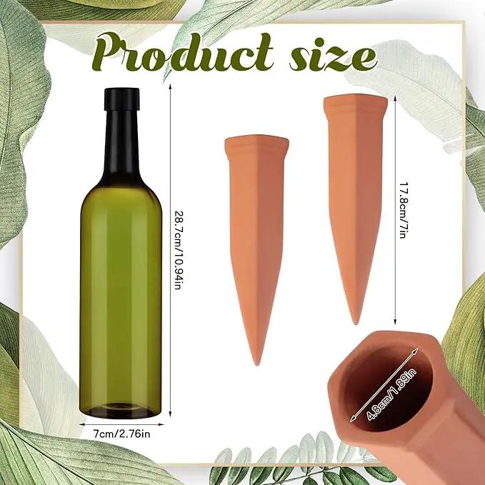 3 Sets Plant Watering Devices Include Terracotta Self Watering Spikes and 26 oz Plastic Bottles, Slow Release Vacation Insert Automatic Plant Waterer Device (Green and Terracotta) by GreenHaven Gardens
