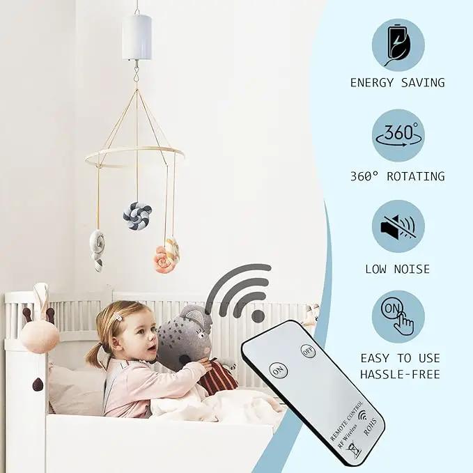 Wind Spinner Motor with Remote Controller,Mobile Battery Operated Motor Hanging Display Motor for Hanging Christmas Ornament Rotating Mirror Ball Baby Crib Wind Chimes Spiral -10 RPM by GreenHaven Gardens