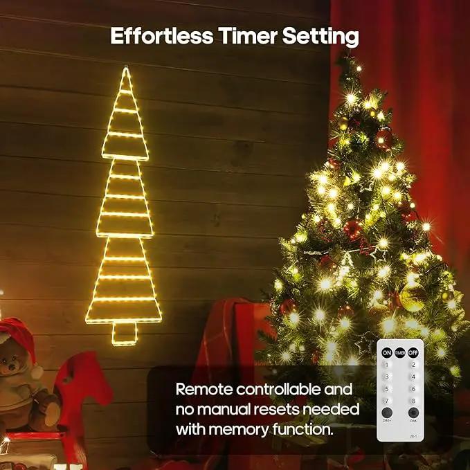 LED Christmas Lights Outdoor, 4.6ft Ladder Lights, Plug-in Christmas Tree Hanging Lights, Waterproof 8 Light Modes Christmas Decoration Lights for Indoor, Wall, Window, Garden - Warm White by GreenHaven Gardens