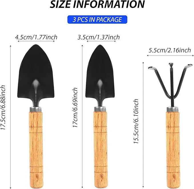 Gardening Tool Set:3 Small Garden Tool, Garden Spade Hand Shovel,Shovel, Trowel and rake. Garden Spade Hand Shovel, Weeding, and Transplantation by GreenHaven Gardens
