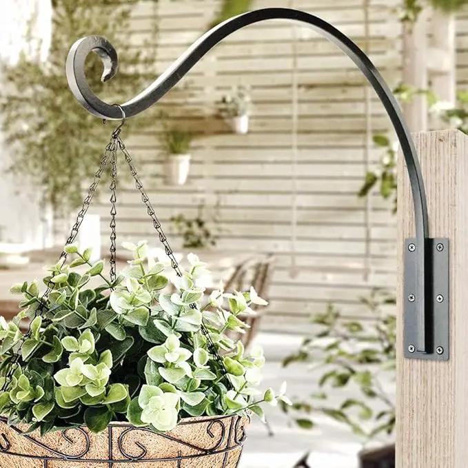 Qiang Ni Heavy-Duty Plant Hanger Outdoor: Hanging Plant Hook for Outside Basket - 22-Inch Wall Mount Plant Bracket for Bird Feeder… by GreenHaven Gardens