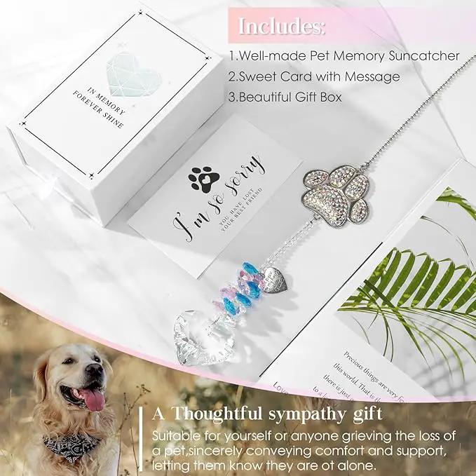 Pet Memorial Sun Catcher,Dog Passing Away Gifts,Pet Loss Sympathy Gift,Rainbow Bridge Paw Crystal Suncatcher,Thoughtful Cats and Dogs Remembrance,Bereavement Gifts by GreenHaven Gardens