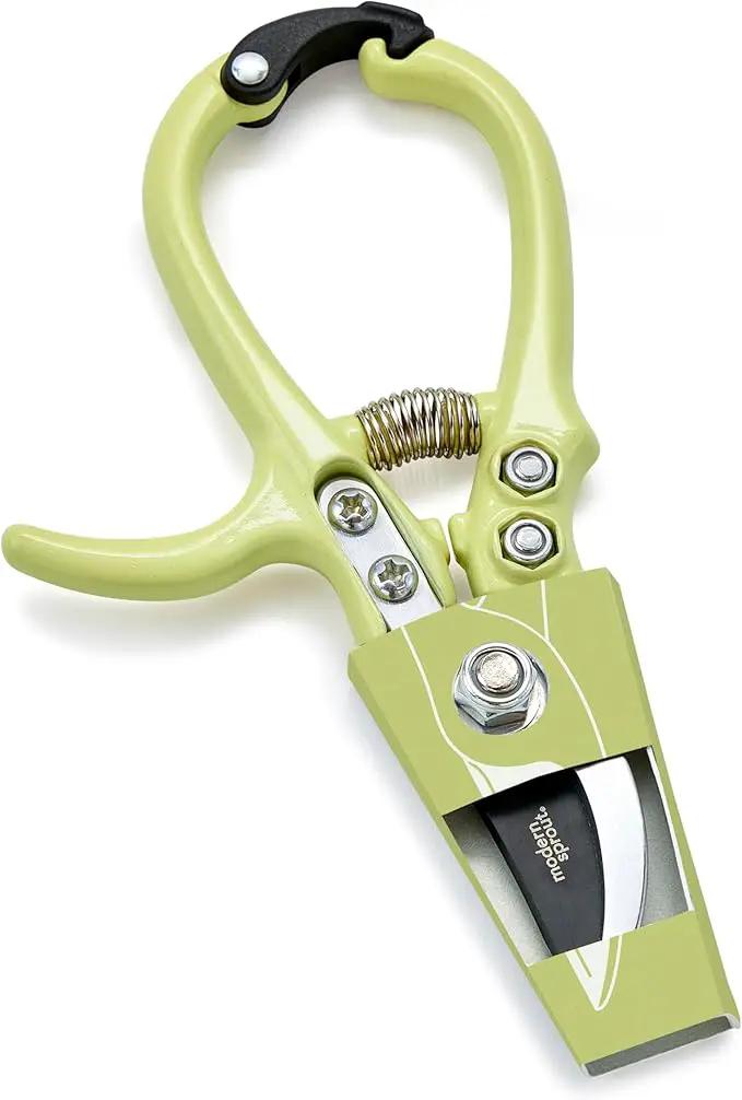 Modern Sprout Hand Pruners - Lightweight Pruning Shears W/Easy Lock- Gardening Scissors - Bypass Sharp Carbon Steel Blade - Rust Resistant - Garden Tools - Reusable Holster - Chartreuse by GreenHaven Gardens