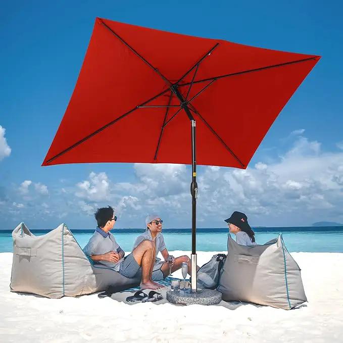 SUNVIVI OUTDOOR Patio Umbrella, 6.5' x 10' Rectangular Patio Umbrella, Metal Pole Square Outdoor Umbrella with Crank and Push Button Tilt, 6 Steel Ribs, Polyester Canopy by GreenHaven Gardens