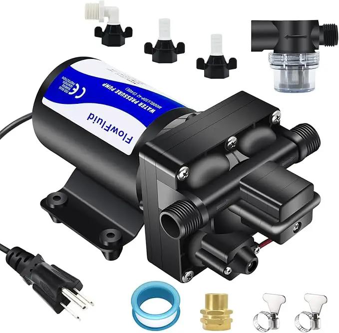Water Pressure Booster Diaphragm Pump 110V AC for House,70PSI 5GPM Water Transfer Pump with Plug,On Demand 4-Chamber Self-Priming Water Pump with Filter for Bathroom Kitchen Irrigation Spray by GreenHaven Gardens