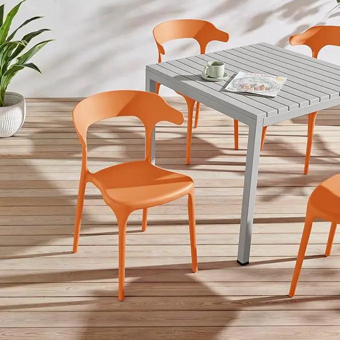 Plastic Outdoor Dining Table with Metal Legs, Weather Resistance, Home Patio Table, Restaraunt Outdoor Table, Quick Assembly (Grey) by GreenHaven Gardens