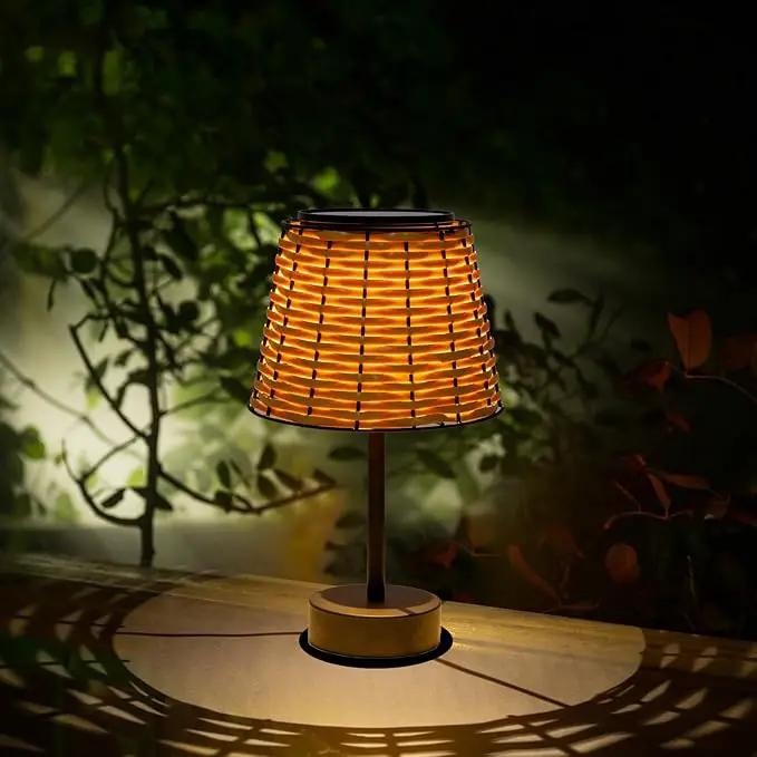 Solar Table Lamps for Outside,Handmade Rattan Woven LED Desk Outdoor Lamp Waterproof Boho Decoration for Garden,Yard,Patio,Porch,Trees,Lawn,Pathway(Austin Natural Brown) by GreenHaven Gardens