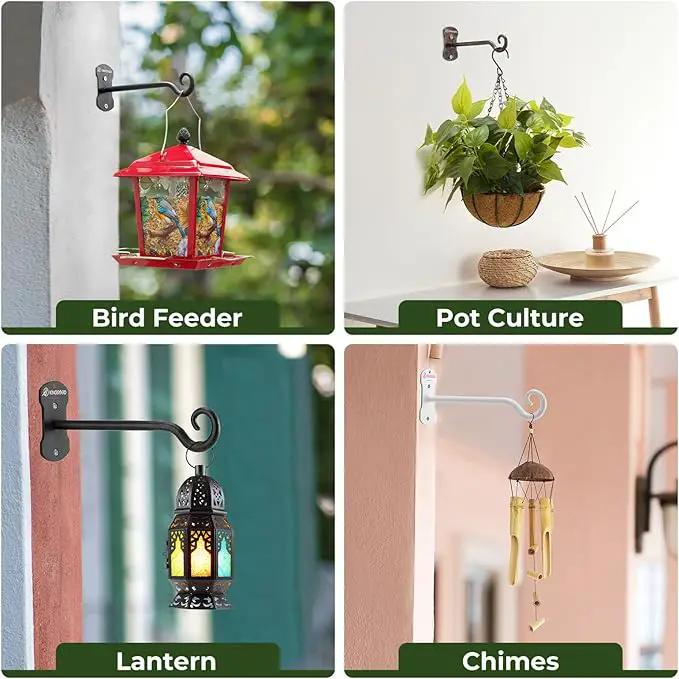 Kingsyard 2 Pack Wall Plant Hanger - Heavy Duty Metal Hanging Bracket Hooks for Hanging Plant Bird Feeders Lanterns Wind Chimes Indoor/Outdoor. Black by GreenHaven Gardens