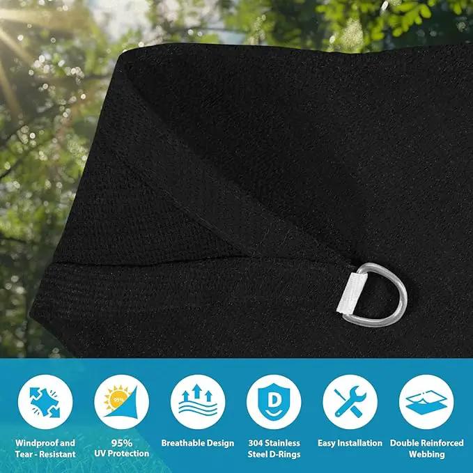 Amagenix Sun Shade Sail 18'X18'X18' Curved Edge Outdoor Shade Canopy Black Breathable 95% UV Block Shade Cloth for Patio Garden Backyard (We Make Custom Size) by GreenHaven Gardens