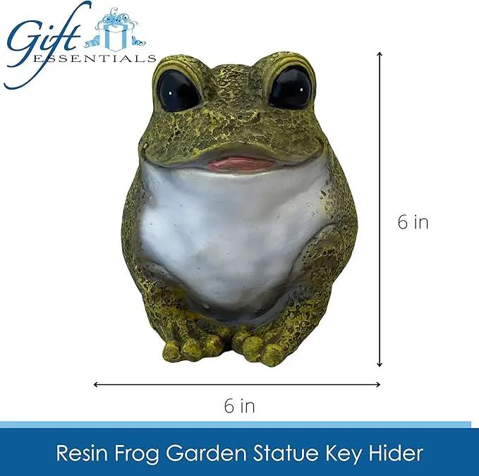 Stocky Frog Decorative Garden Statue and Key Hider - Hides a Secret Extra Hidden Key Outside in Garden, Yard or Porch by GreenHaven Gardens