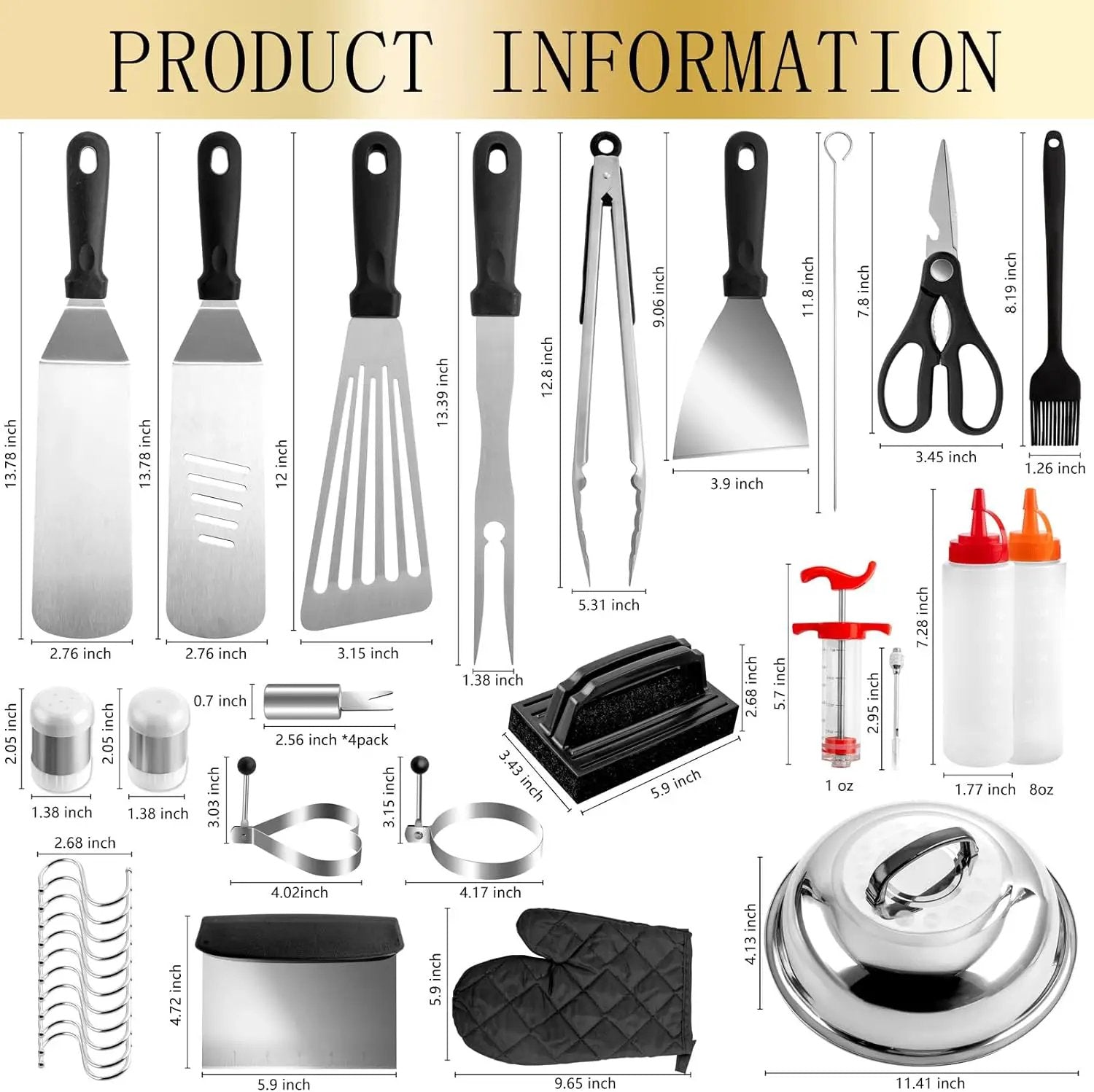 Supernal 45pcs Blackstone Griddle Accessories Upgraded-Griddle Accessories Flat Top Grill Tools for Camp Chef Griddle Cover Salt and Pepper Shakers Grill Black Tools Set Enlarged Spatula Gift Set by GreenHaven Gardens