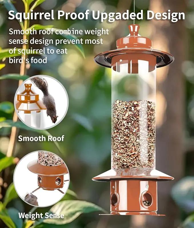 Squirrel Proof Bird Feeder for Outdoor, Gravity Sense Squirrel Proof Wild Bird Feeders for Finch Cardinal Chickadee, 4.8LB Large Capacity Hanging Birdfeeder by GreenHaven Gardens
