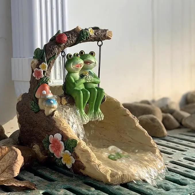 Frogs On The Swing Gutter Guardian Rain Downspout, Animals Outdoor Statue Gutter Downspout Extension Garden Decoration, Downspout Extender Diverter Splash Block for Courtyard and Patio by GreenHaven Gardens