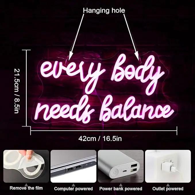 WLHOPE Every Body Needs Balance Neon Sign, Dimmable LED Neon Signs For Wall Decor,Connectivity Via USB Personalized Neon Signs,Spa Salon Led Light, Massage Neon Light, For Bedroom Living Room Decorate by GreenHaven Gardens
