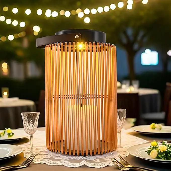 2 Pack Solar Lanterns for Outdoor Waterproof, ZBLUXBZ Outdoor Table Lamp for Outside Hanging Solar Lights, LED Garden Cordless Lights Perfect for Patio and Pathway Lighting (11-inch Height, Yellow) by GreenHaven Gardens