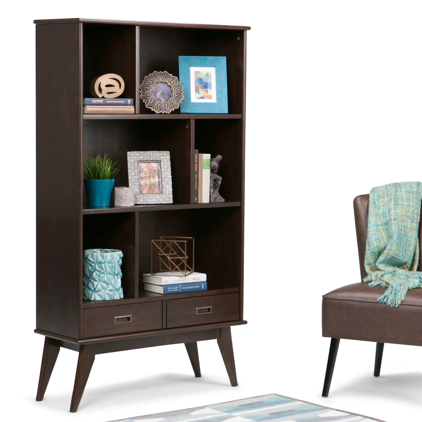 Draper - Mid Century Wide Bookcase And Storage Unit by HouseOfZazla